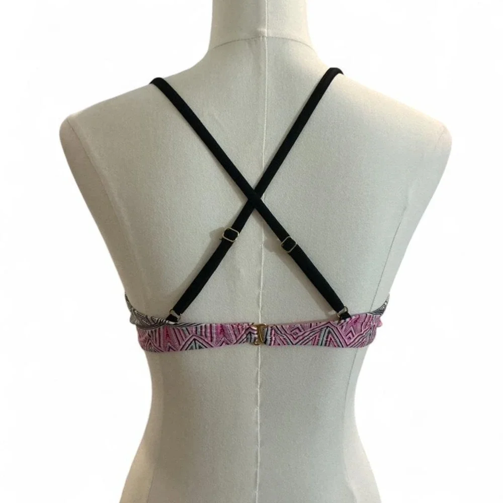 Trillium Bikini Top Girls Large Pink‎ Black Geometric Excellent Strappy Front